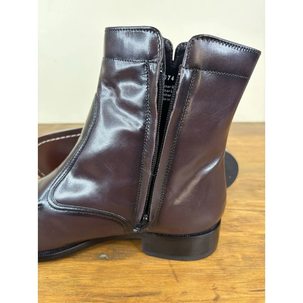 Florsheim Essex Men's Boots 9.5 EEE Extra Wide Dark Cherry Leather Zipper 17074